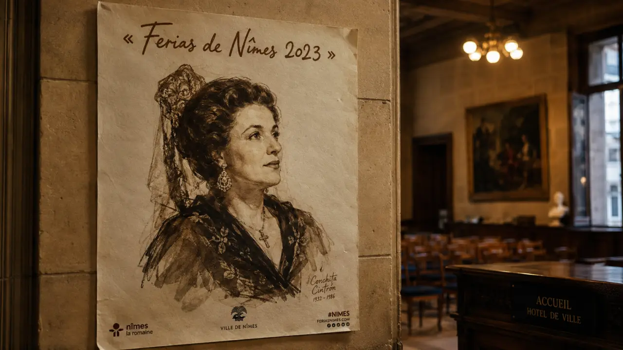 Affiche feria nîmes 2023 : hommage Conchita Cintrón, Nîmes 2023