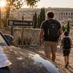 Camping arènes de Nîmes : voiture et départ vers Nîmes
