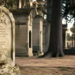 Cimetiere protestant nimes : stèle ancienne et allées