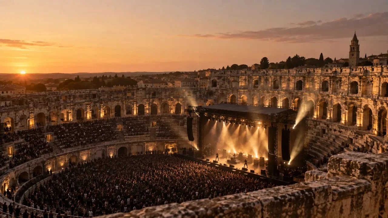 Korn aux Arènes de Nîmes pendant un concert au Festival de Nîmes