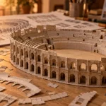 Maquette arènes de nîmes en papier, assemblage sans déformer, format 16:9