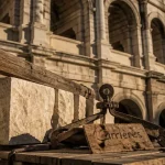 Matériaux de construction des arènes de Nîmes : blocs de calcaire et pierres