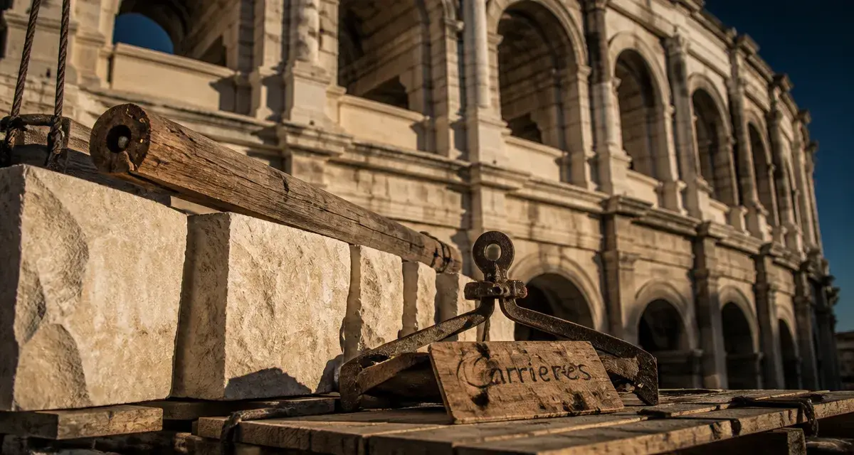 Matériaux de construction des arènes de Nîmes : blocs de calcaire et pierres