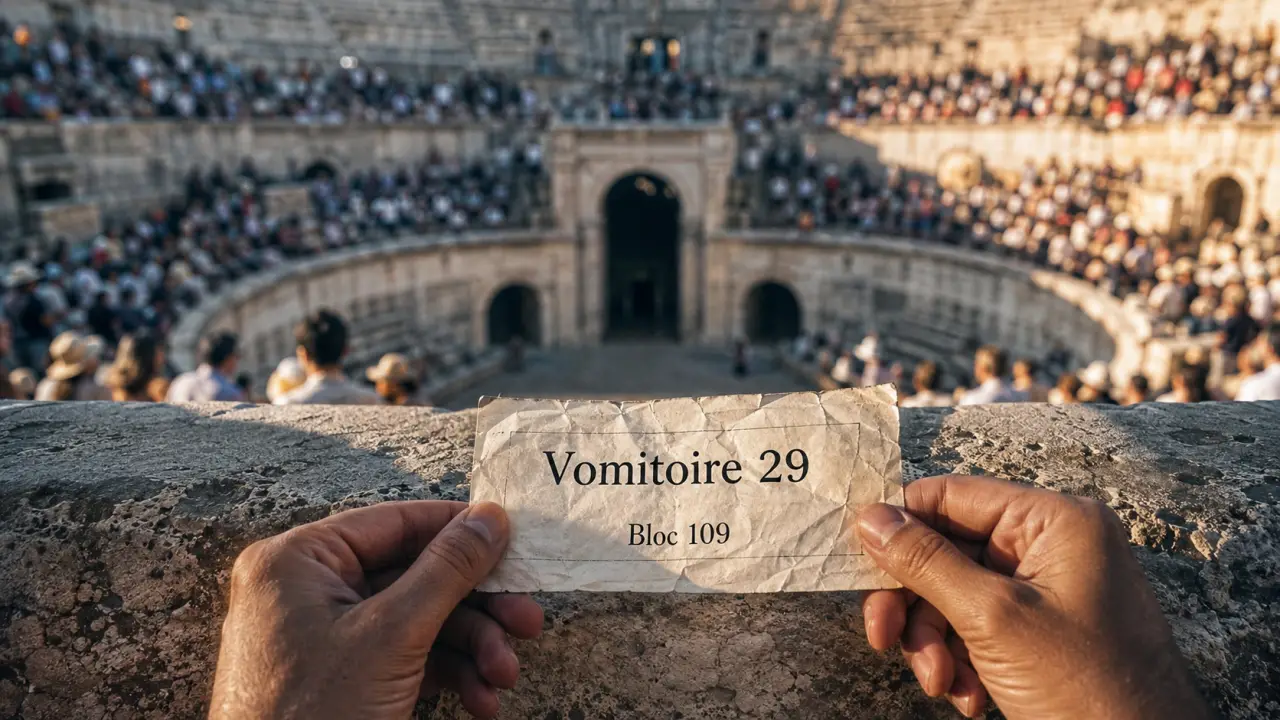Plan arènes de Nîmes vomitoire : billet Bloc 109 et Vomitoire 29