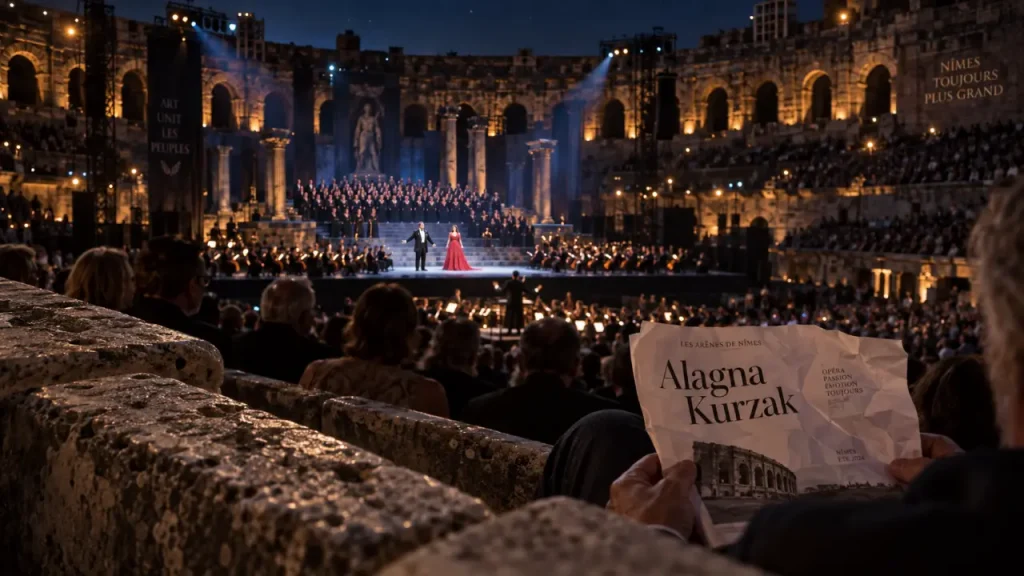 Roberto Alagna aux arènes de Nîmes 2025, concert lyrique sur scène